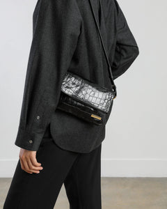 Mari Small Crossbody, Black Croco Handbags dear-frances 